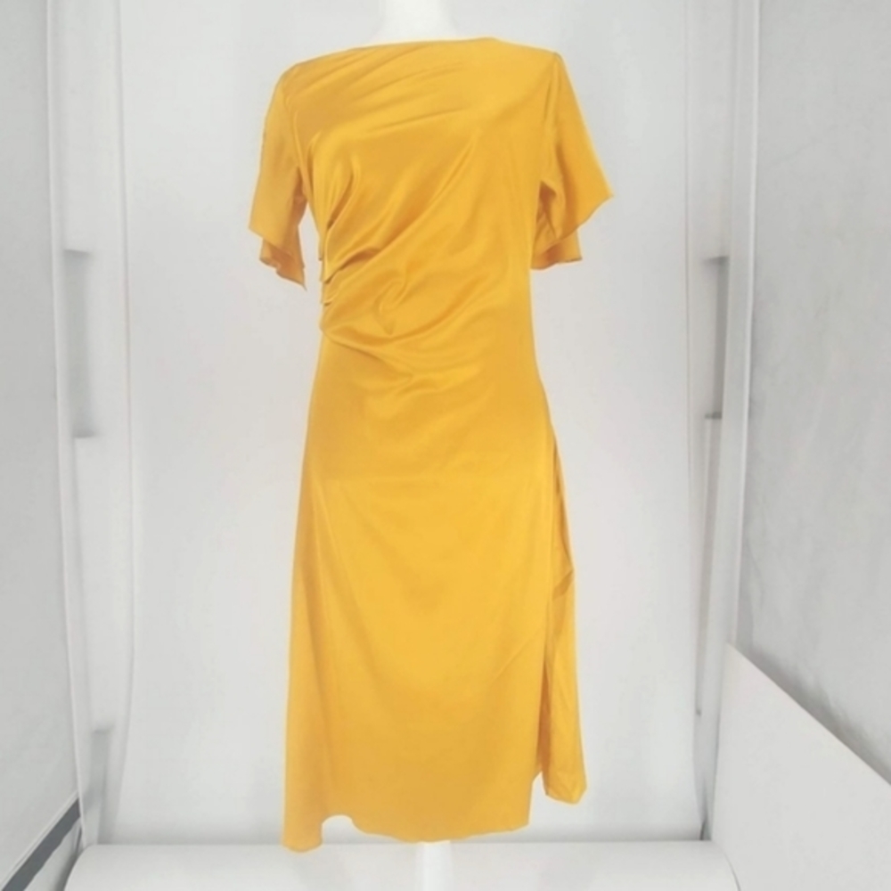 NWTs O.P.T Short Sleeve Zip Dress Size Small Yellow/Gold